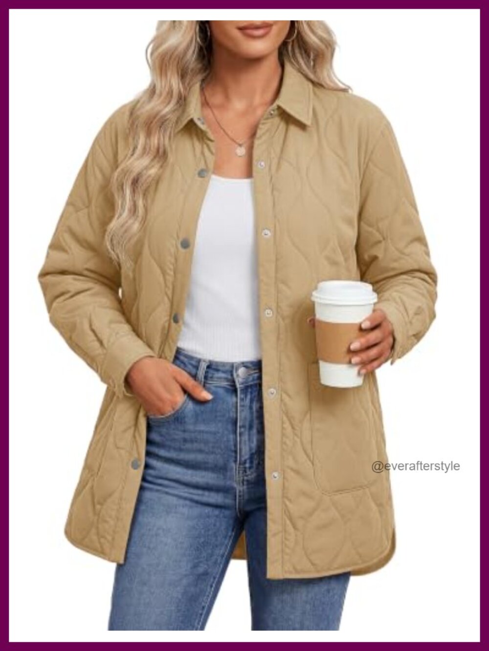 Women's Quilted Puffer Jacket Lightweight Warm Coat Button Up Collar